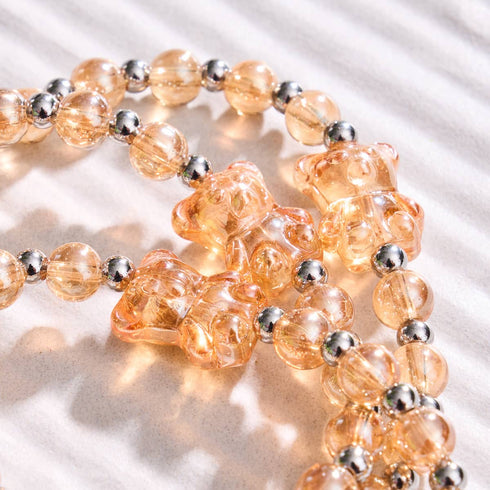 Mandarinenkristall | Schimmerndes Bärenarmband | Orange x Silber